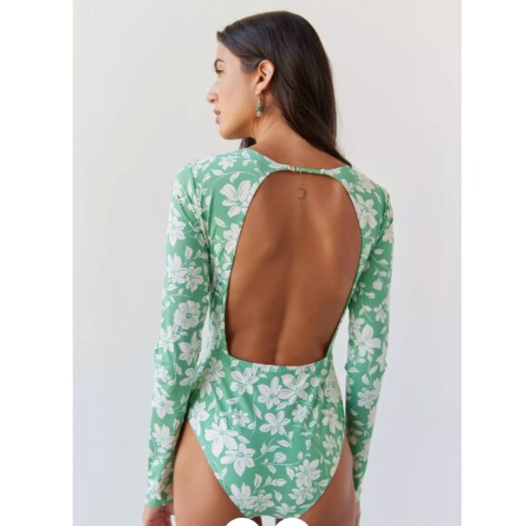 Billabong Field Day Long Sleeve Swimsuit • Floral Surf One-Piece - Picture 2 of 7